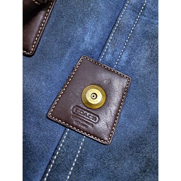 Vintage Coach Blue Suede Soho-Hampton Satchel 9507 Hobo Bag Purse Leather - Picture 8 of 12